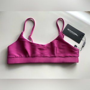 PRETTY LITTLE THING Magenta Ribbed Scoop Neck Bikini Top  Size 2
